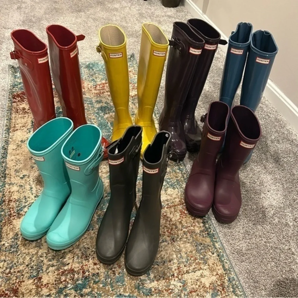 ✨Limited Edition Hunter Original Refined Short Rain Boots charcoal gray worn 5x